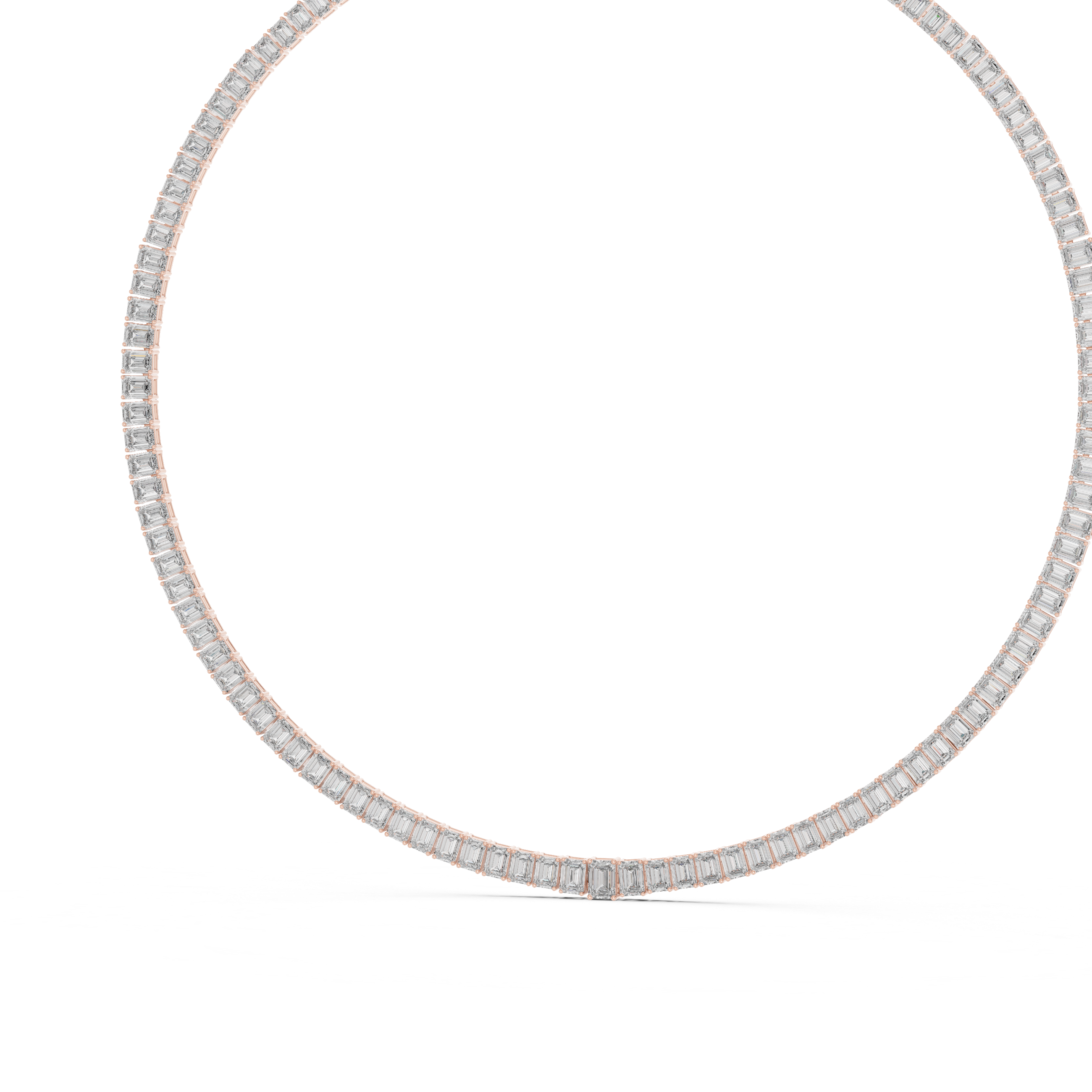 24.06 Carat Emerald Cut Natural Diamond Tennis Necklace – J Color SI2 Clarity