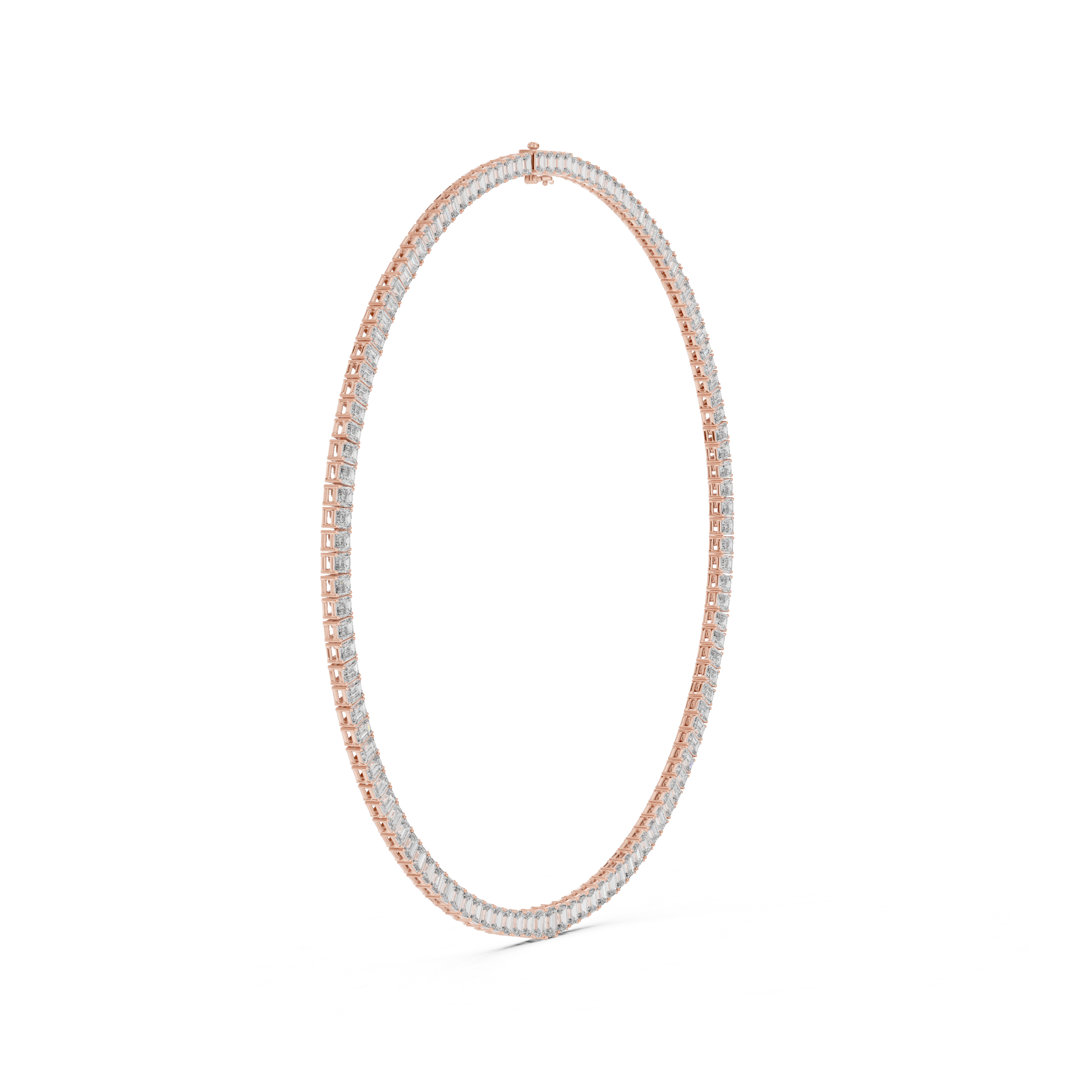 24.06 Carat Emerald Cut Natural Diamond Tennis Necklace – J Color SI2 Clarity