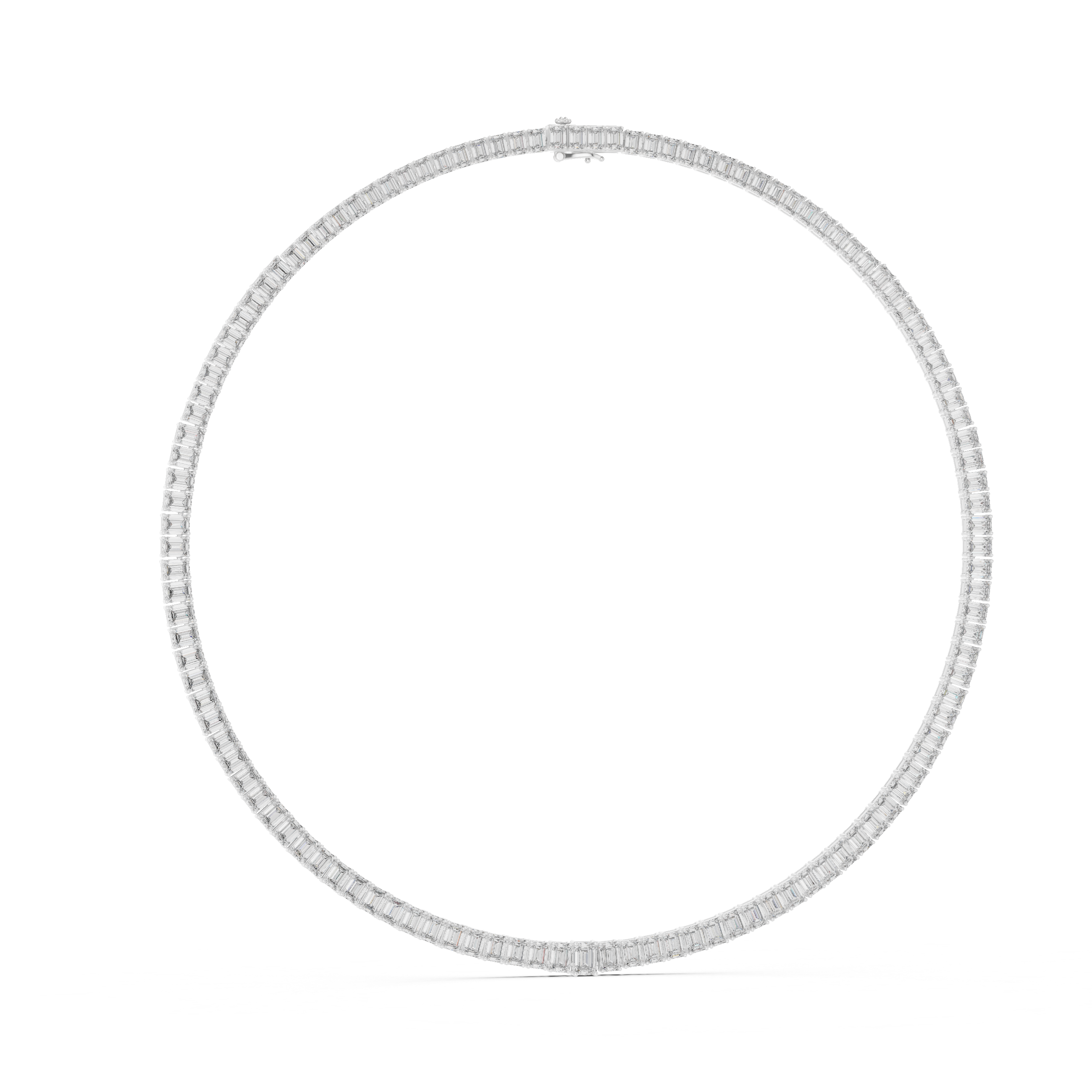 24.06 Carat Emerald Cut Natural Diamond Tennis Necklace – J Color SI2 Clarity