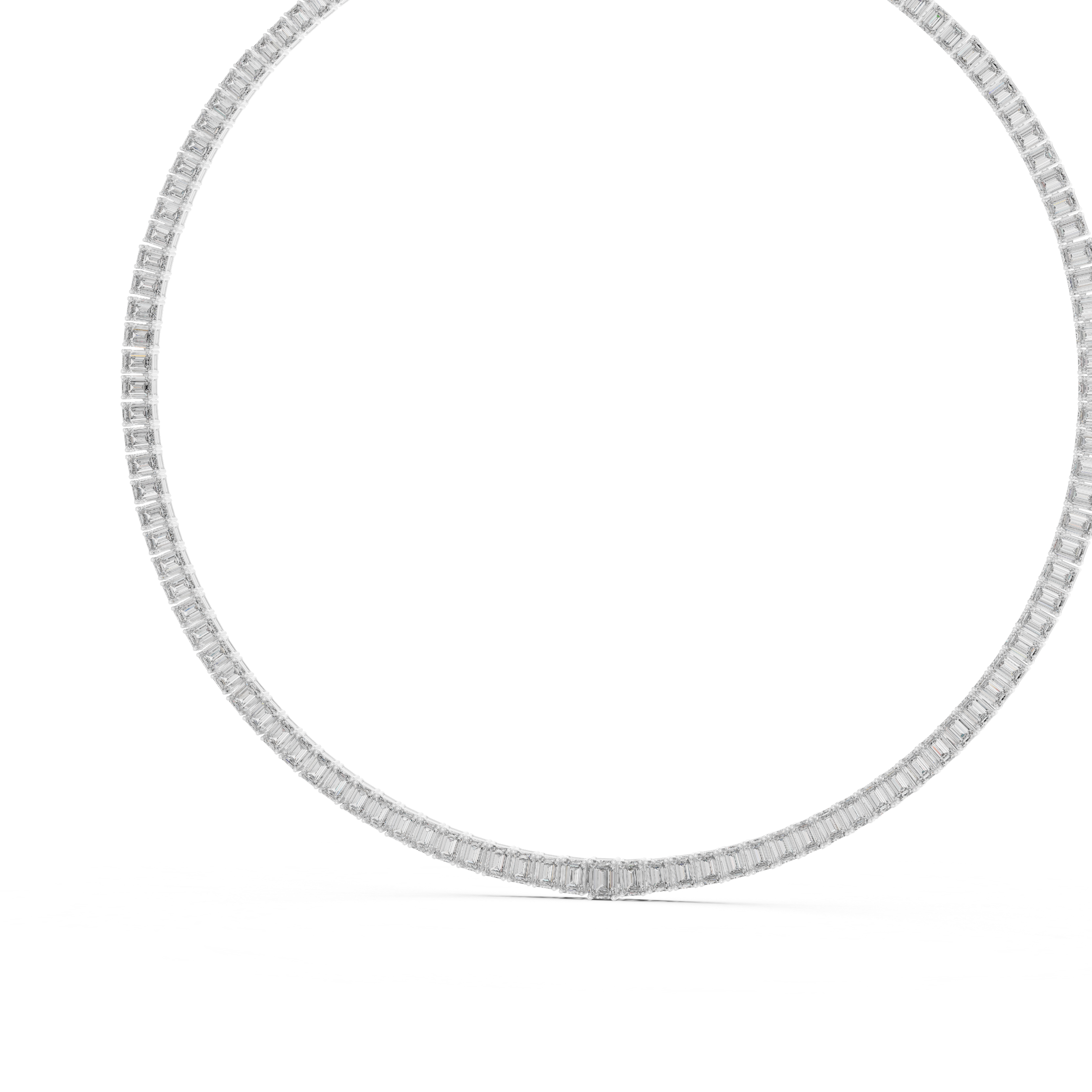 24.06 Carat Emerald Cut Natural Diamond Tennis Necklace – J Color SI2 Clarity