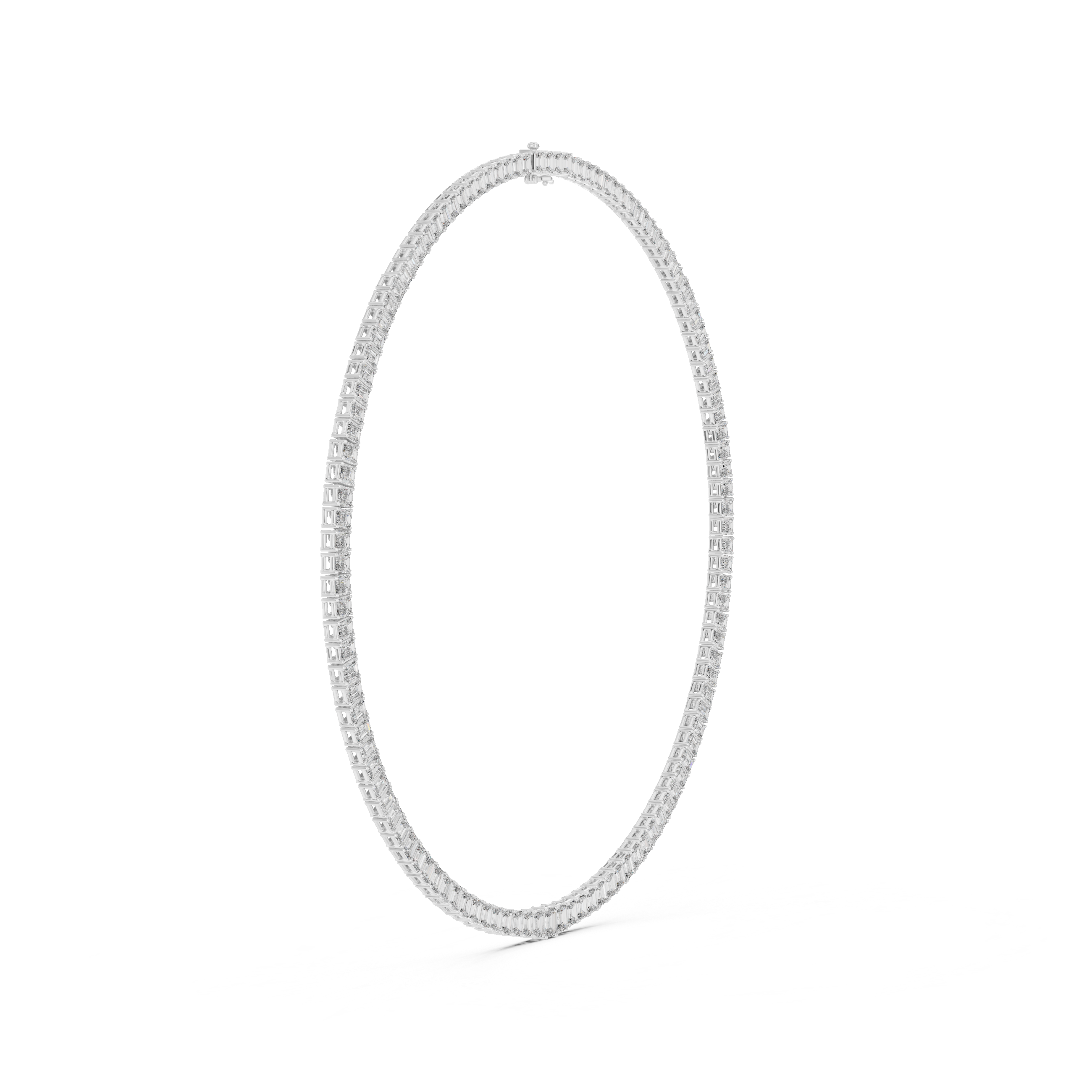 24.06 Carat Emerald Cut Natural Diamond Tennis Necklace – J Color SI2 Clarity