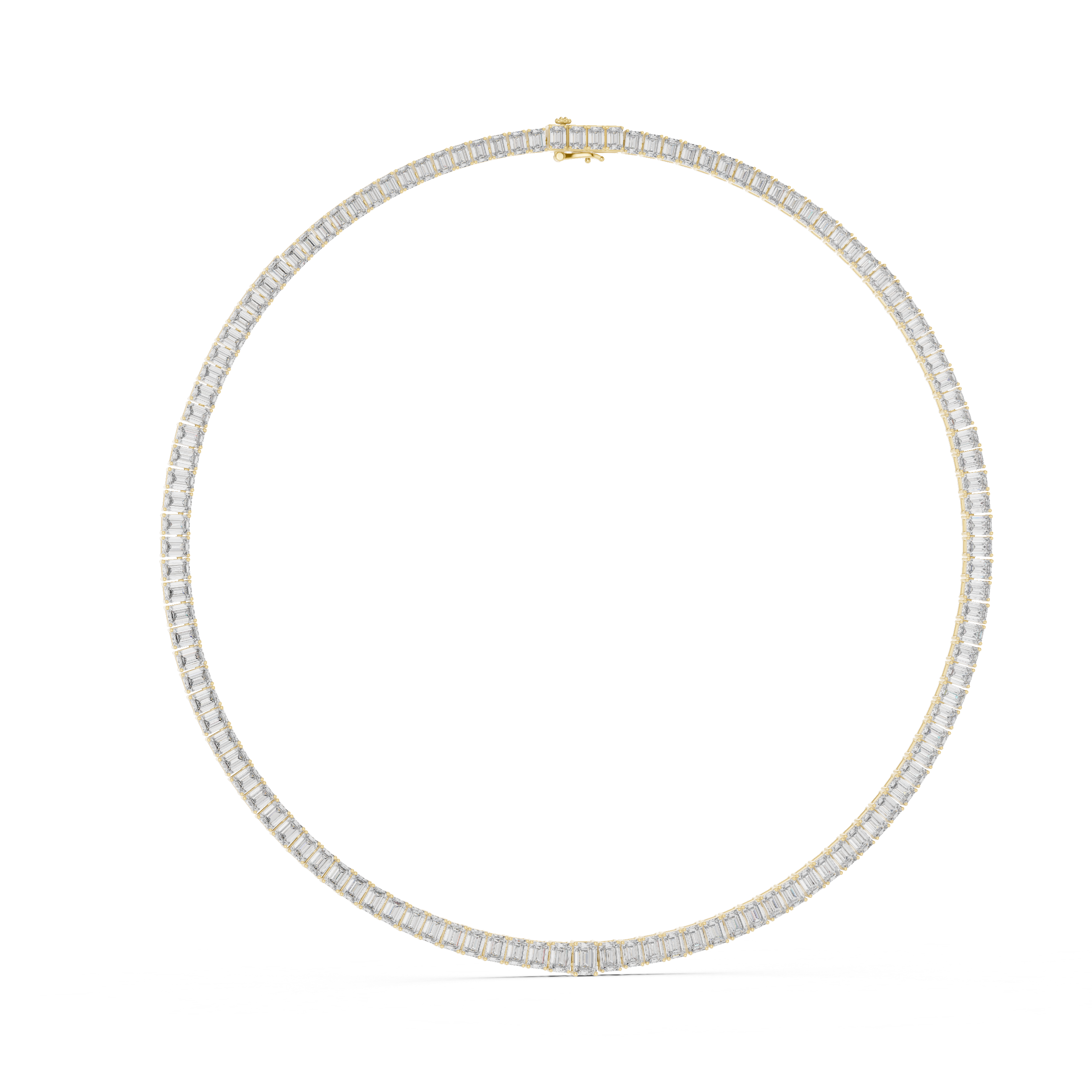 24.06 Carat Emerald Cut Natural Diamond Tennis Necklace – J Color SI2 Clarity