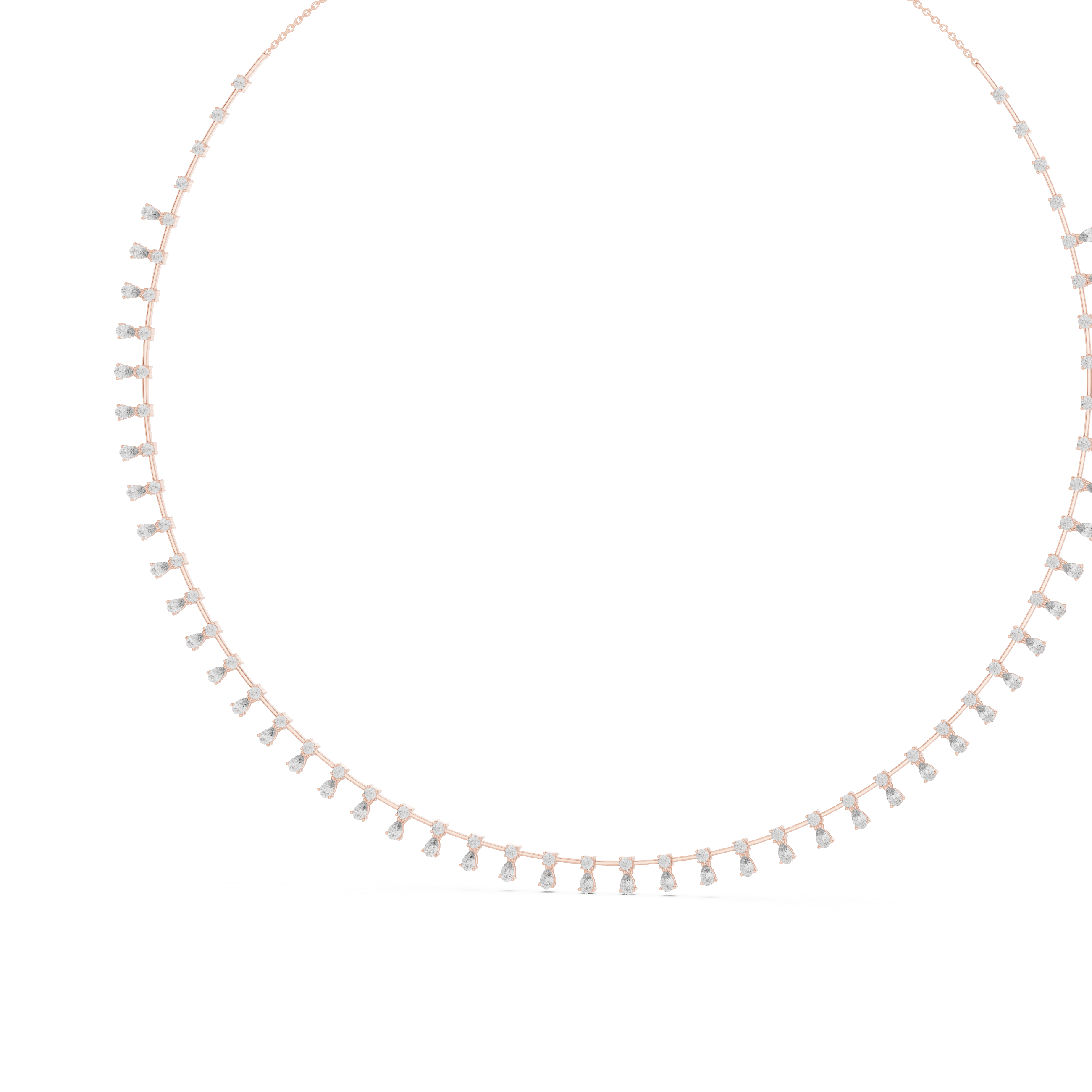Elegant 6.35ct EF/VS Round and Pear Shape Natural Diamond Tennis Necklace