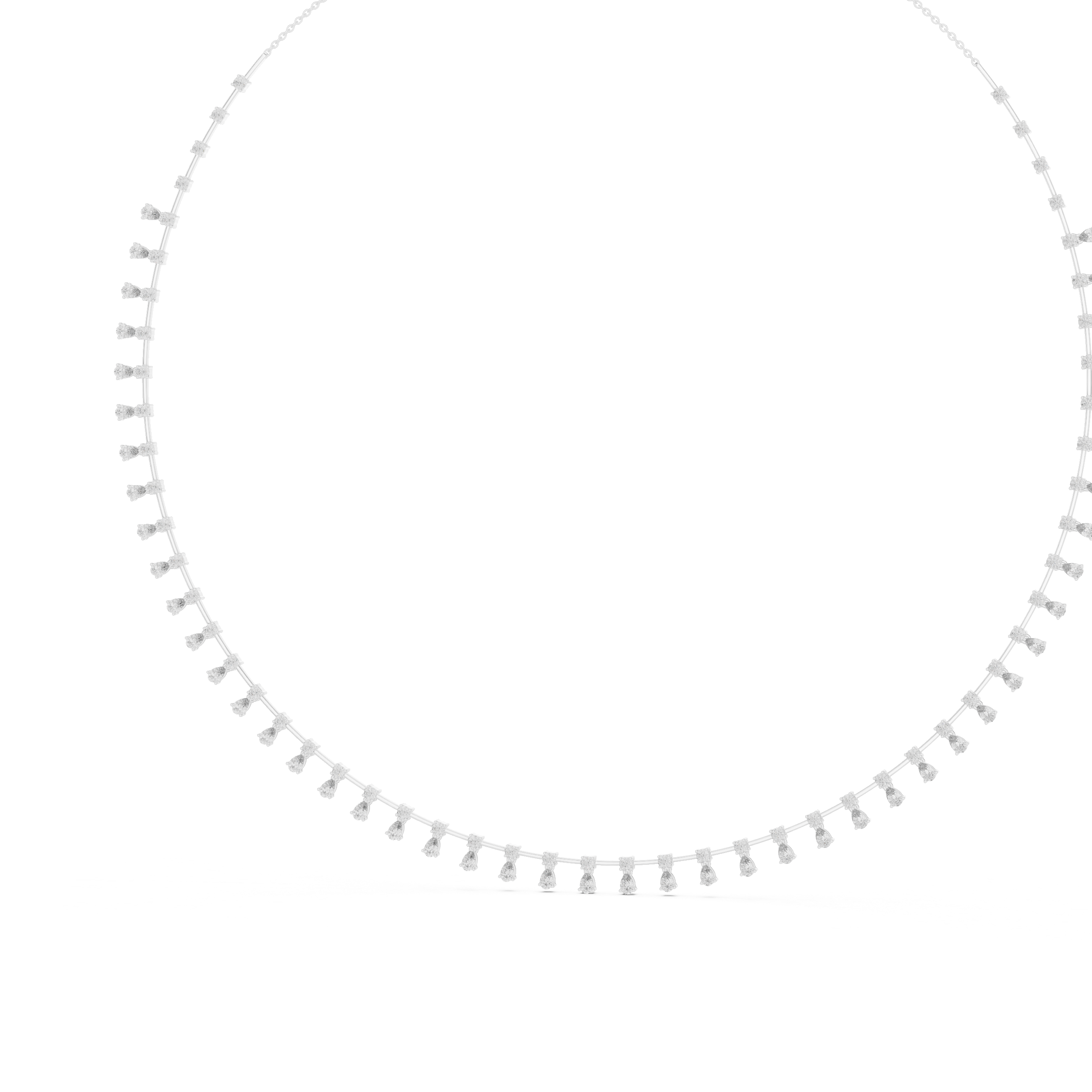 Elegant 6.35ct EF/VS Round and Pear Shape Natural Diamond Tennis Necklace