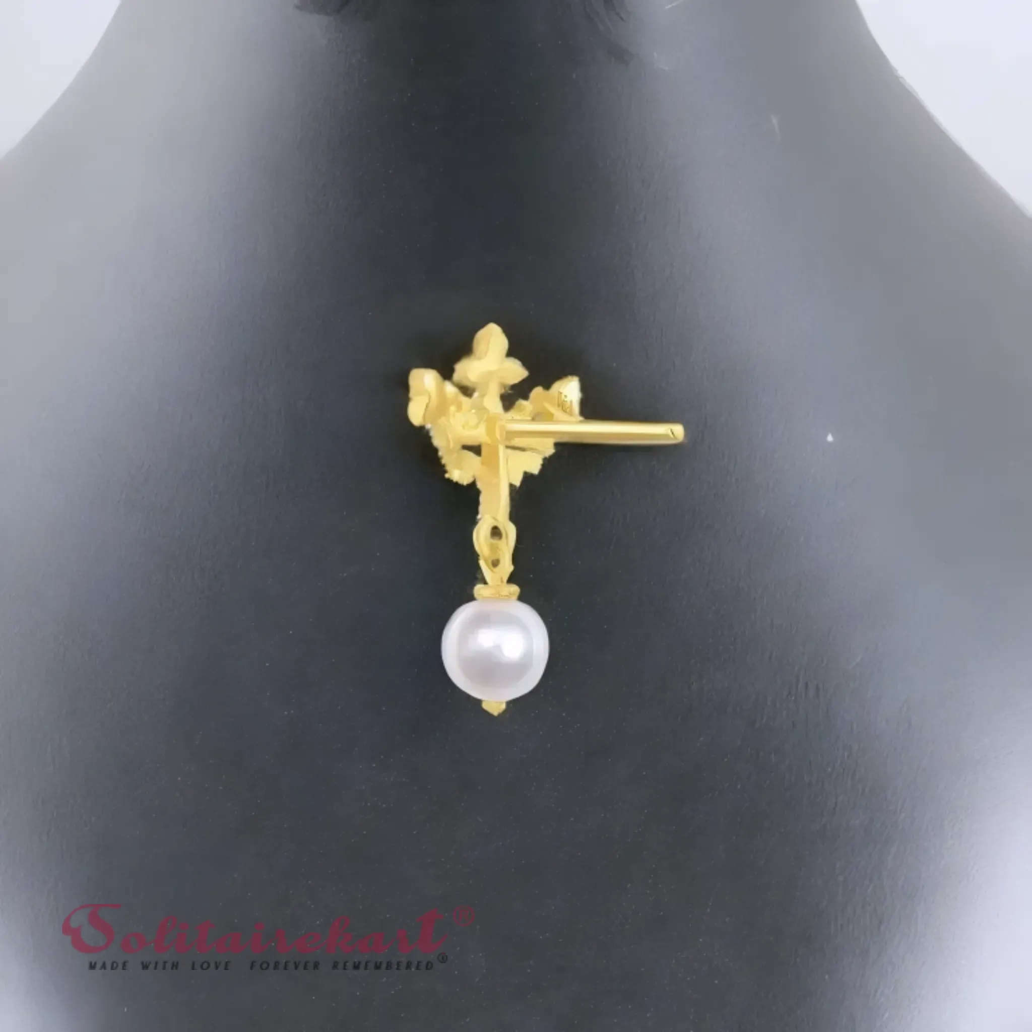 14K Gold Crown Pearl Earring