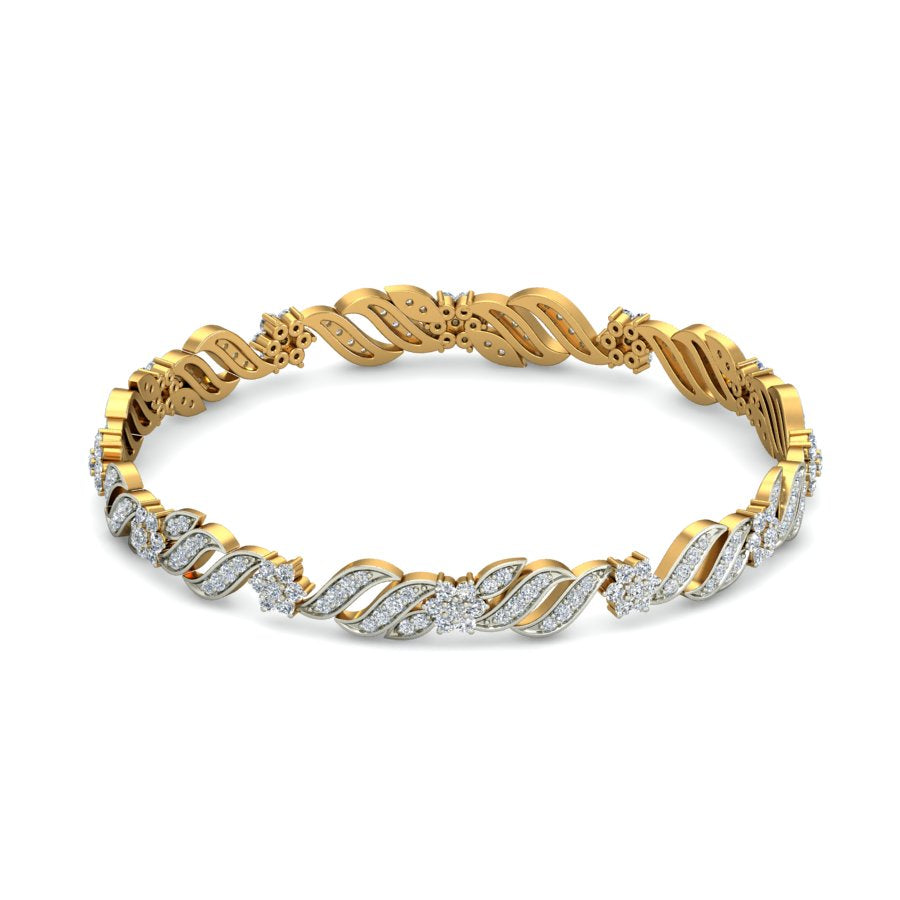2.27ct Twisted Bloom Natural Diamond Bangle-SOLITAIREKART