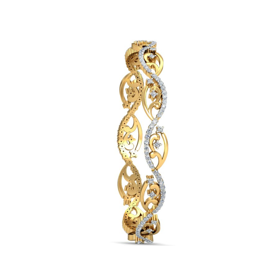 1.86ct Ornate Swirl Natural Diamond Bangle-SOLITAIREKART