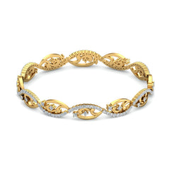 1.86ct Ornate Swirl Natural Diamond Bangle in Yellow Gold - HI Color, VS-SI Clarity