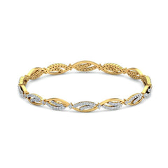 1.75ct Leaf Whisper Natural Diamond Bangle in Yellow Gold - EF Color, VS Clarity