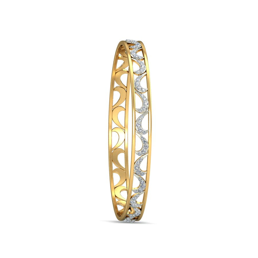 1.35Ct Natural Diamond Bangle in Yellow Gold | SolitaireKart
