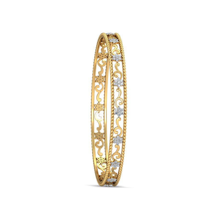 1.12Ct Natural Diamond Bangle in Yellow Gold | SolitaireKart
