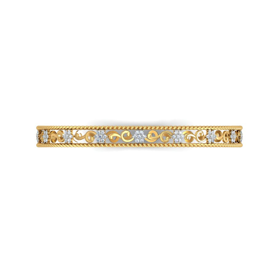 1.12Ct Natural Diamond Bangle in Yellow Gold | SolitaireKart