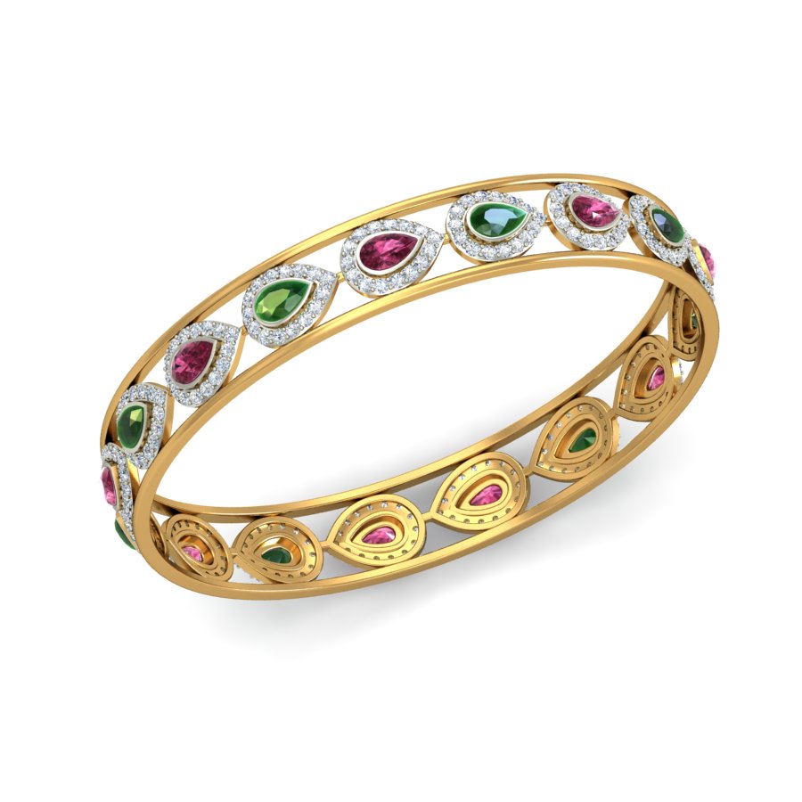 Buy 7.65Ct Natural Diamond Bangle For Woman in Yellow Gold