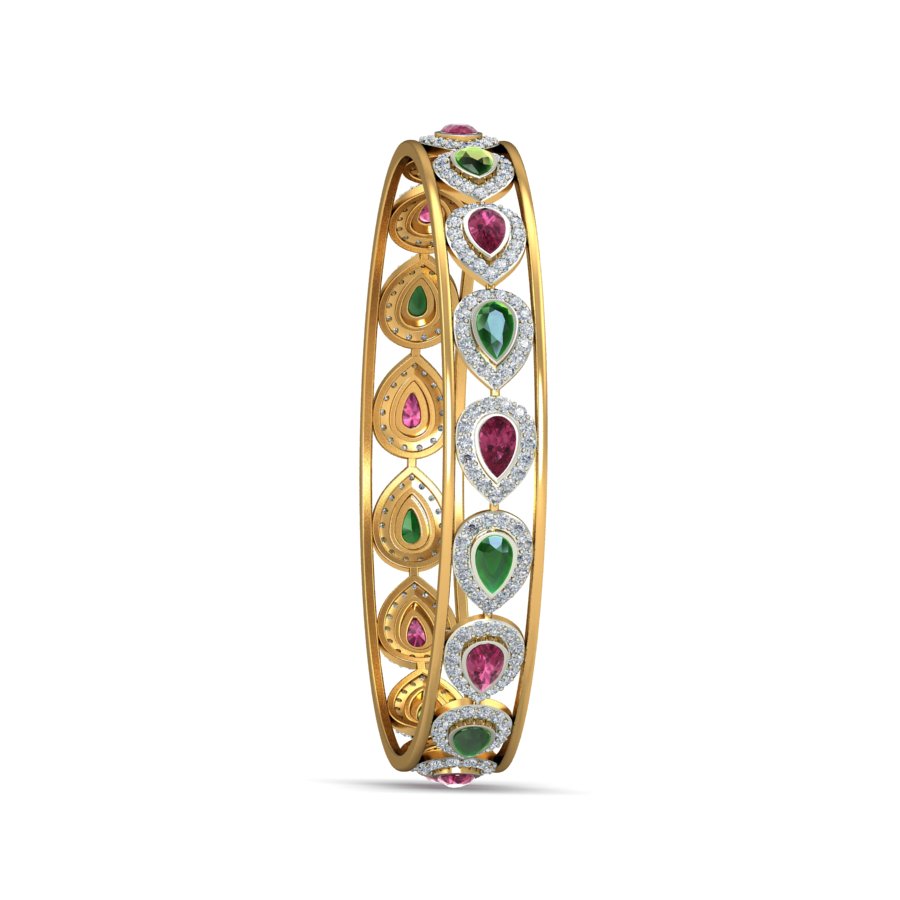 Buy 7.65Ct Natural Diamond Bangle For Woman in Yellow Gold