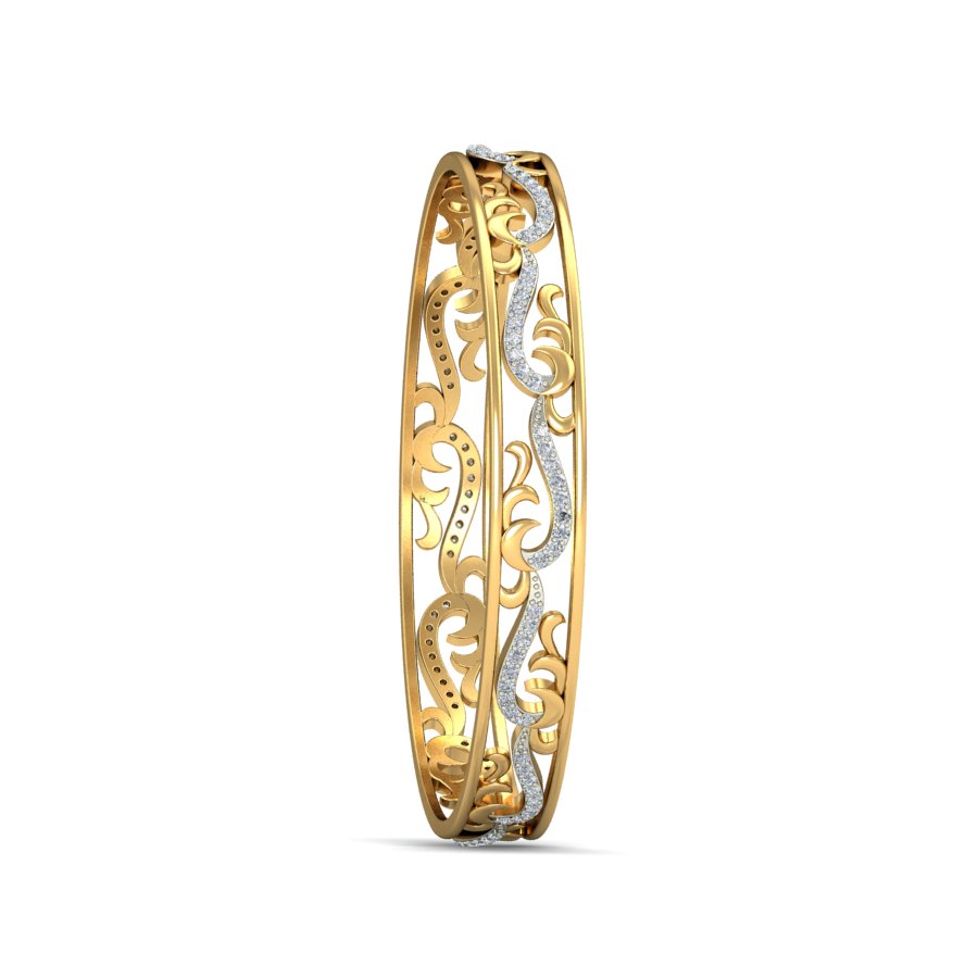 1.03Ct Natural Diamond Bangle in Yellow Gold | SolitaireKart