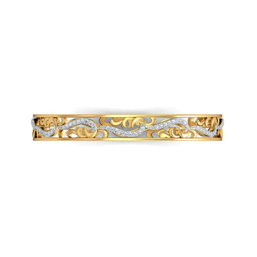 1.03Ct Natural Diamond Bangle in Yellow Gold | SolitaireKart