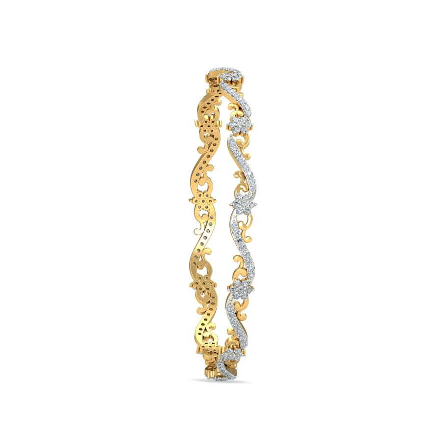 1.56 Carat Natural Diamond Bangle in Yellow Gold - HI Color, VS-SI Clarity.