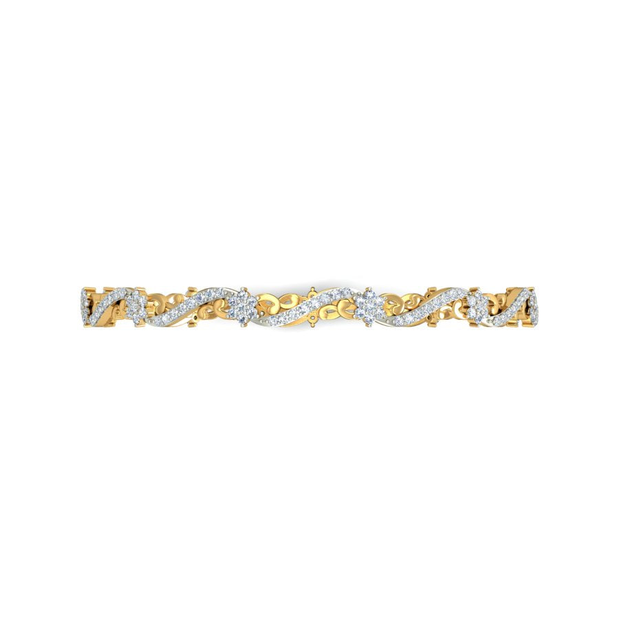 1.56 Carat Natural Diamond Bangle in Yellow Gold - HI Color, VS-SI Clarity.