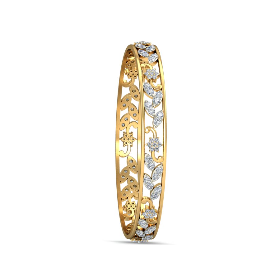 2.32Ct Natural Diamond Bangle in Yellow Gold | SolitaireKart