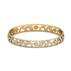 2.32ct Golden Blossom Natural Diamond Bangle in Yellow Gold - GH Color, SI Clarity
