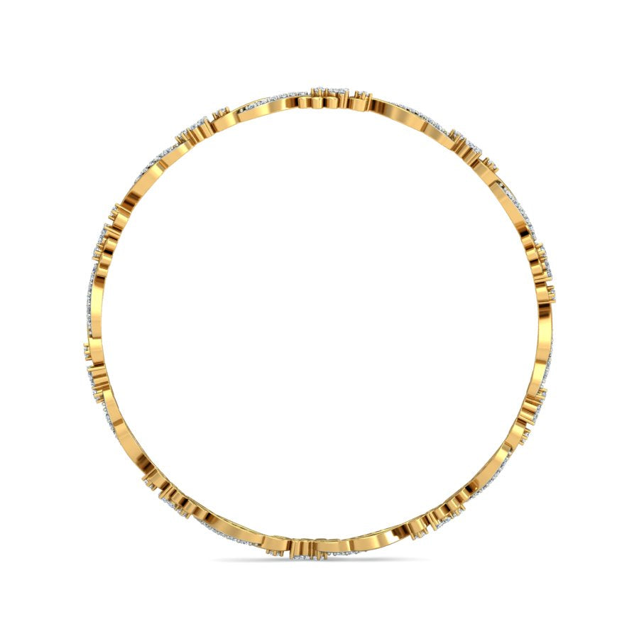 0.86ct Yellow Gold Natural Diamond Bangle SolitaireKart