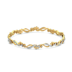 0.86ct Floral Harmony  Natural Diamond Bangle in Yellow Gold - HI Color, VS-SI Clarity