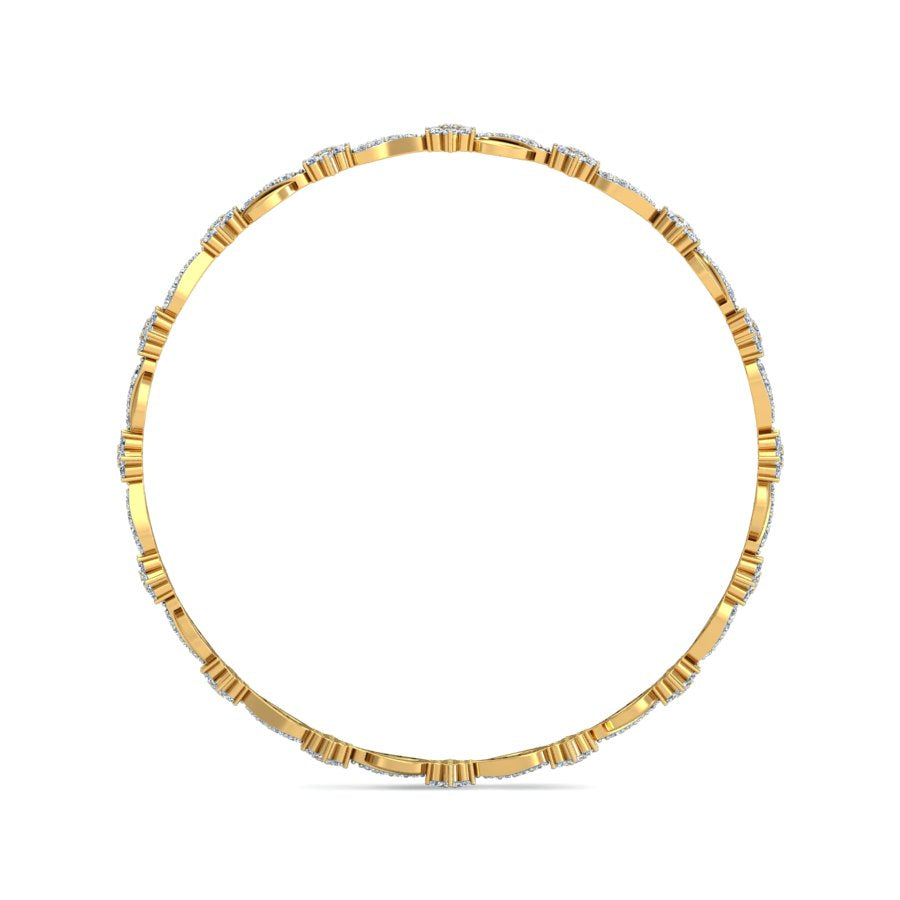 1.63Ct Natural Diamond Bangle in Yellow Gold | SolitaireKart