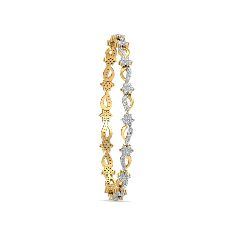 1.63Ct Natural Diamond Bangle in Yellow Gold | SolitaireKart