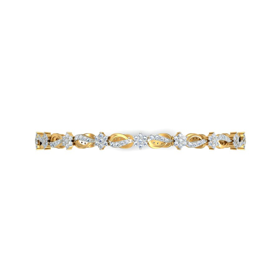1.63Ct Natural Diamond Bangle in Yellow Gold | SolitaireKart