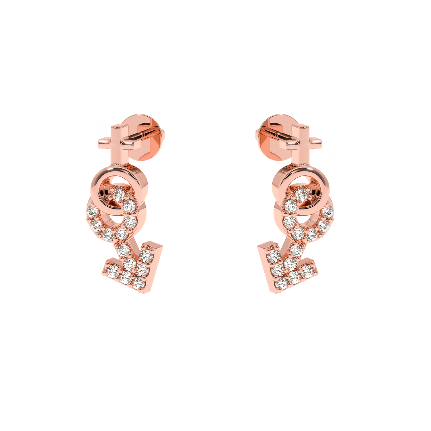 Buy Gender Symbol Diamond Earrings 0.14Ct | Solitairekart