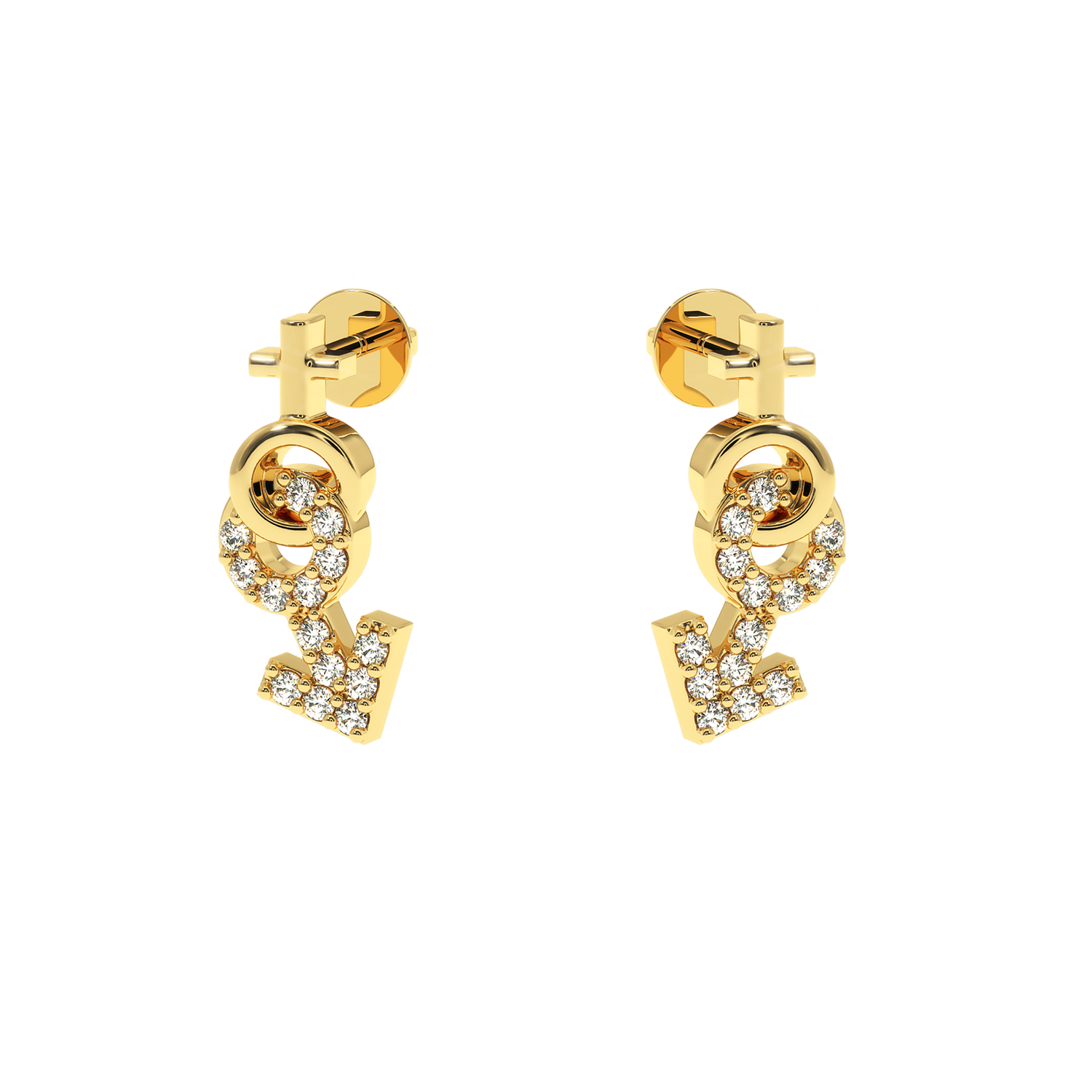 Buy Gender Symbol Diamond Earrings 0.14Ct | Solitairekart