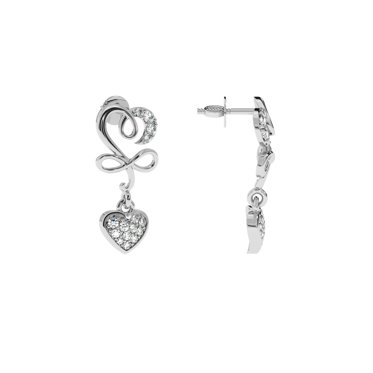 Solitairekart 0.19ct Lab Diamond Heart Infinity Earrings