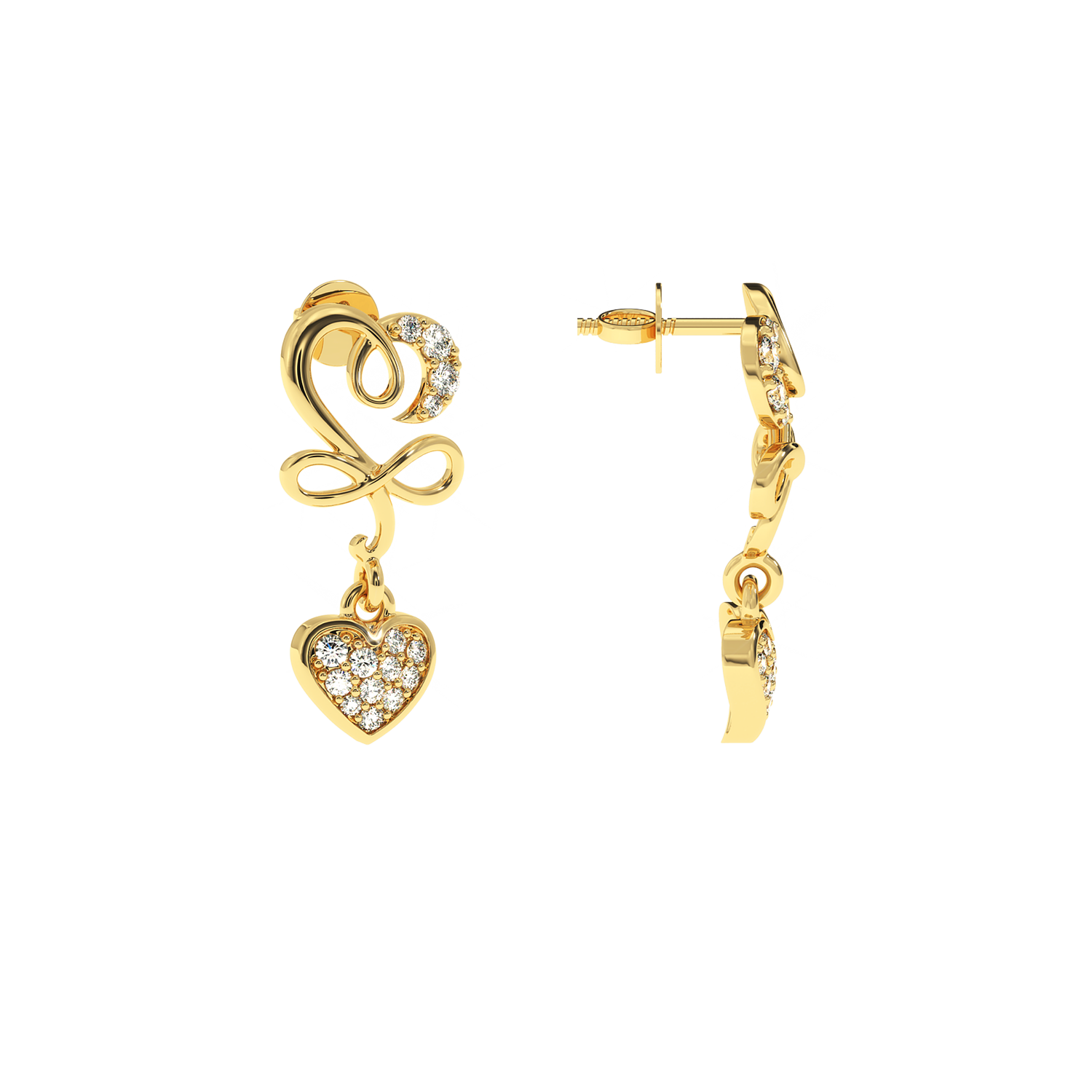 Solitairekart 0.19ct Lab Diamond Heart Infinity Earrings