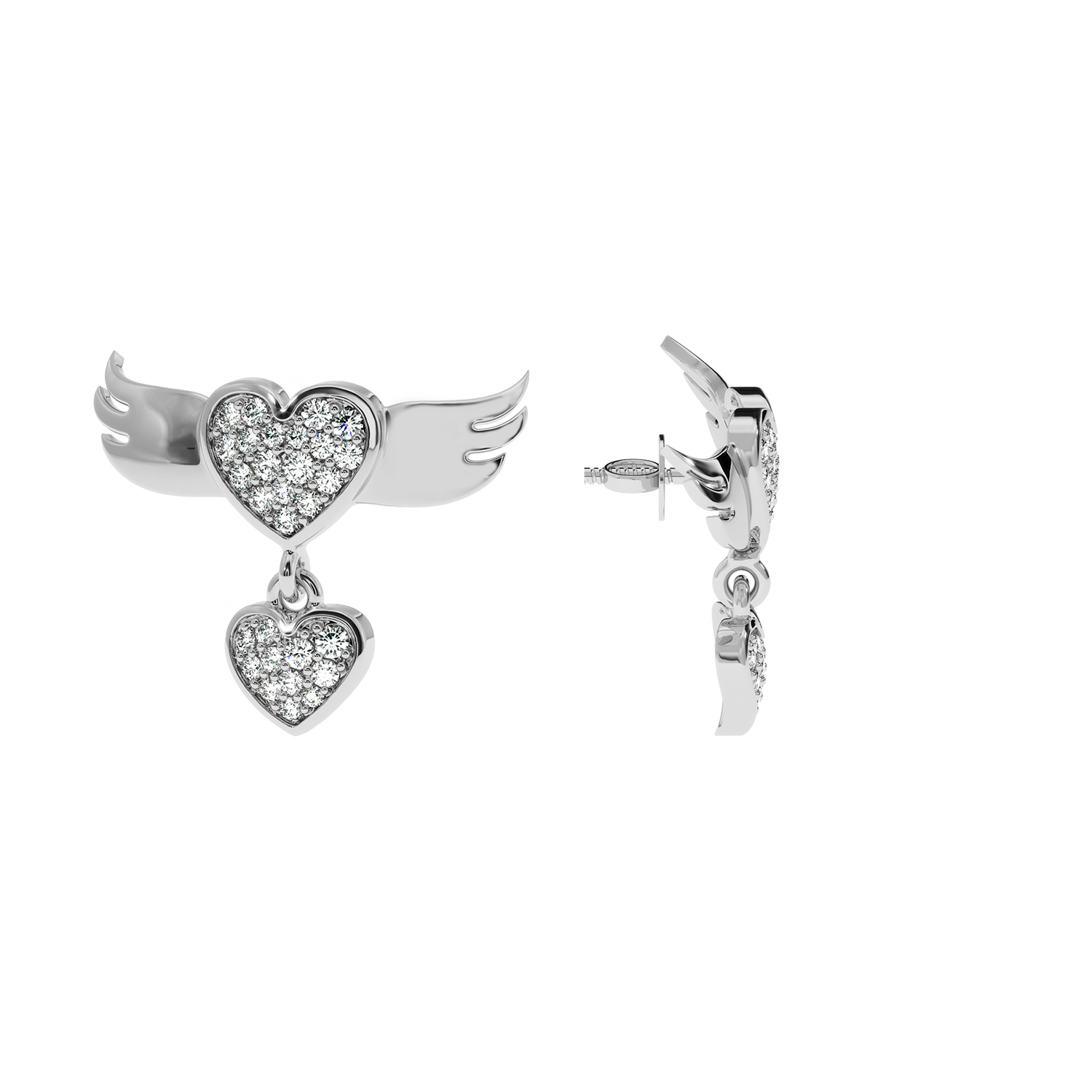 Lab Grown Diamond Angel Wings Heart Earrings 0.35ct