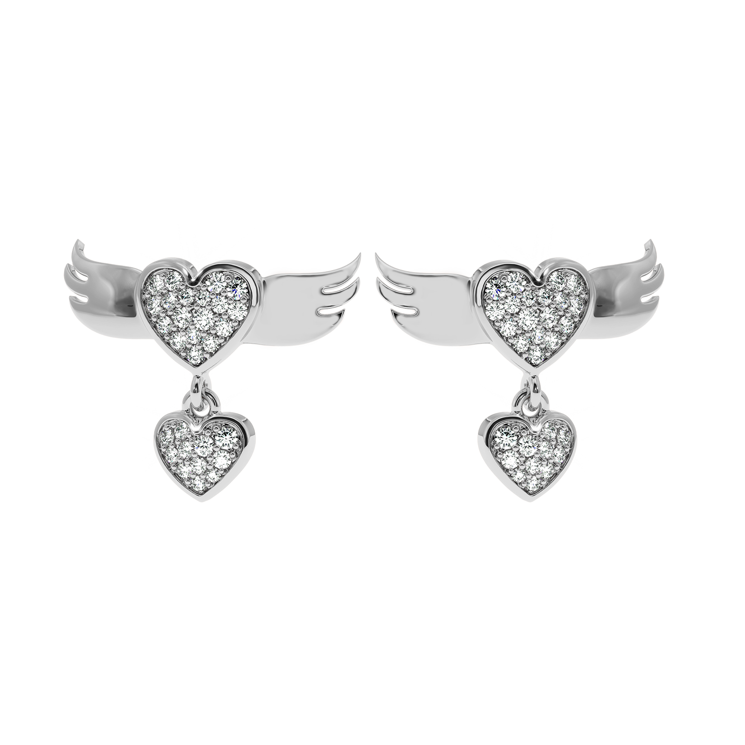 Lab Grown Diamond Angel Wings Heart Earrings 0.35ct