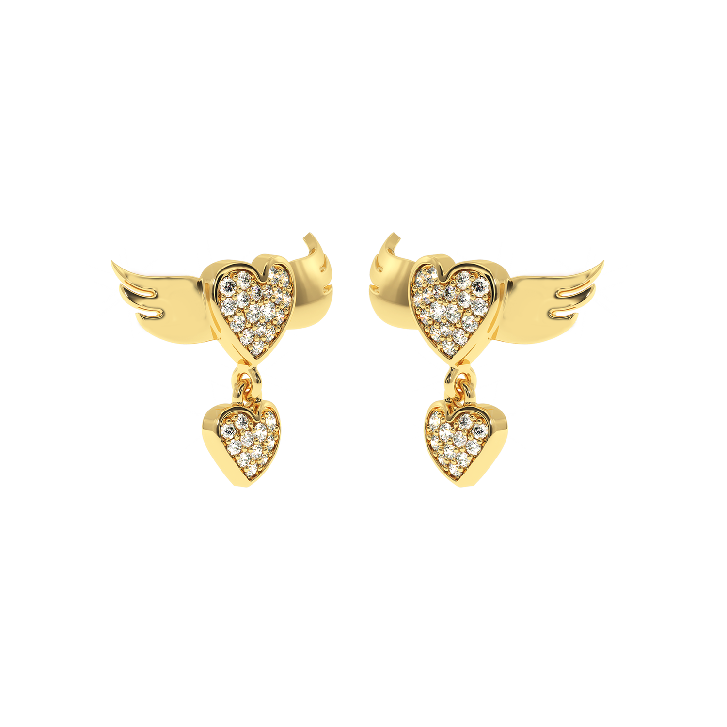 Lab Grown Diamond Angel Wings Heart Earrings 0.35ct