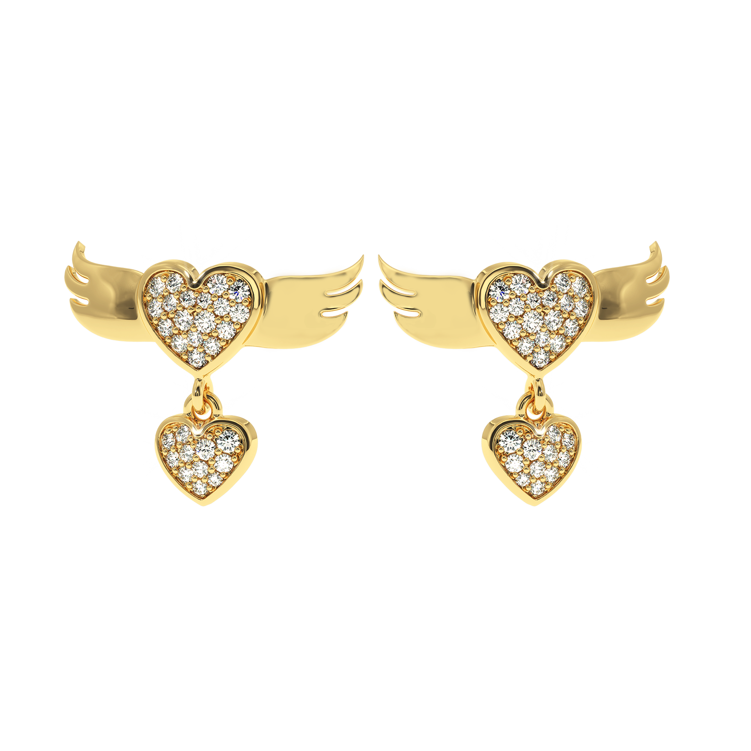 Lab Grown Diamond Angel Wings Heart Earrings 0.35ct