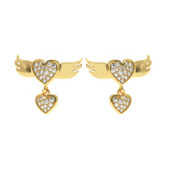 0.35 Carat Natural Diamond Winged Heart Drop Earrings
