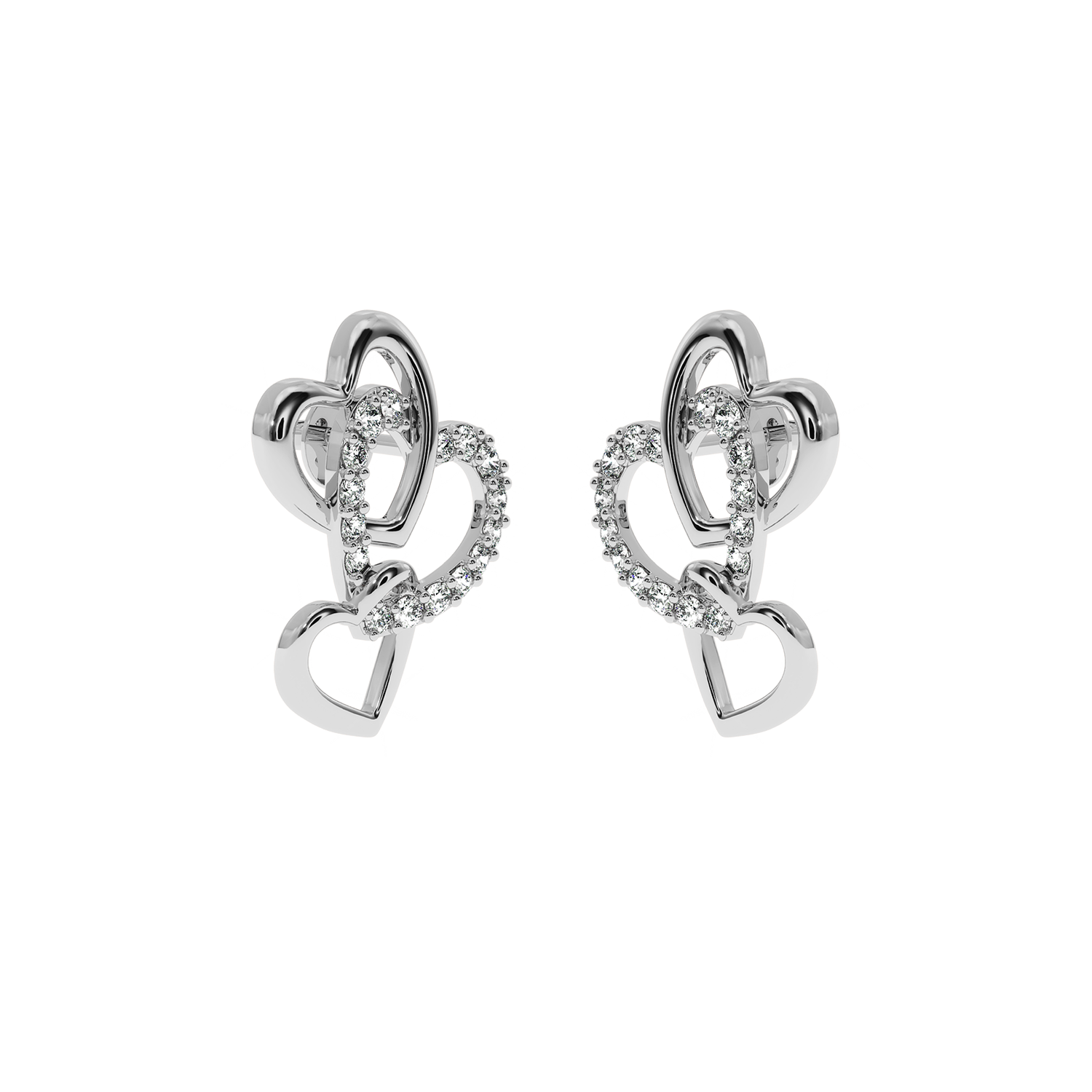 Triple Heart Earrings – 0.22ct Lab Diamonds by Solitairekart