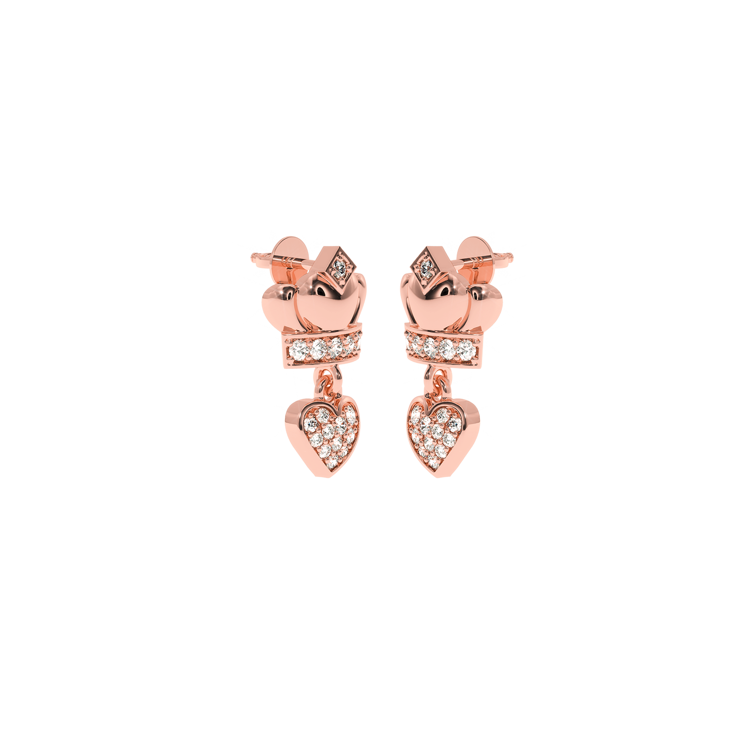Buy Crown Heart Drop Diamond Earrings 0.22Ct | Solitairekart