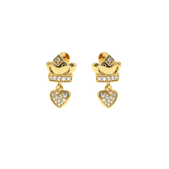 Elegant Crown Heart Drop Earrings | 0.22 Carat Natural Diamonds