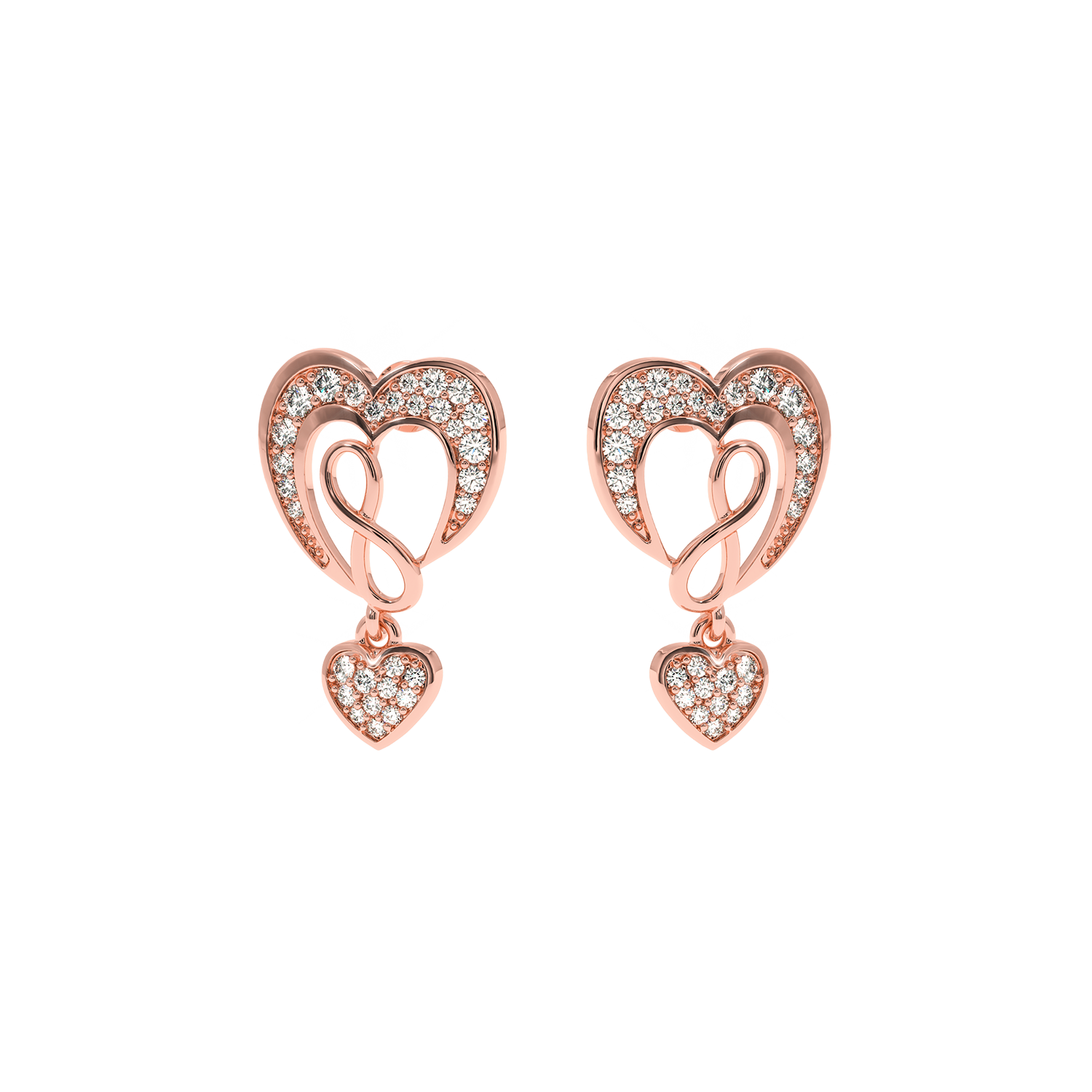 Buy Infinity & Heart Diamond Earrings 0.45Ct | Solitairekart
