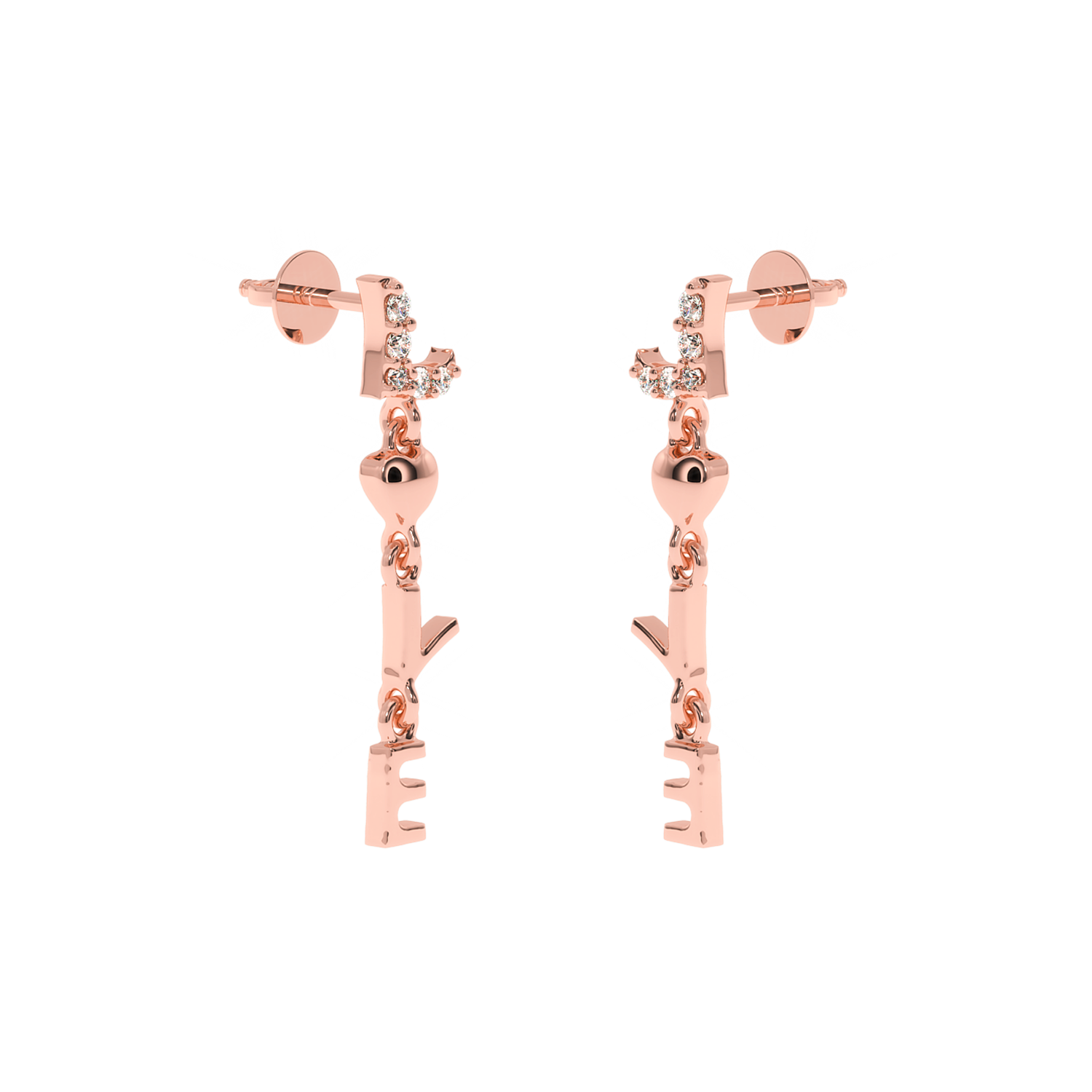 Buy LOVE Letter Drop Diamond Earrings 0.06Ct | Solitairekart