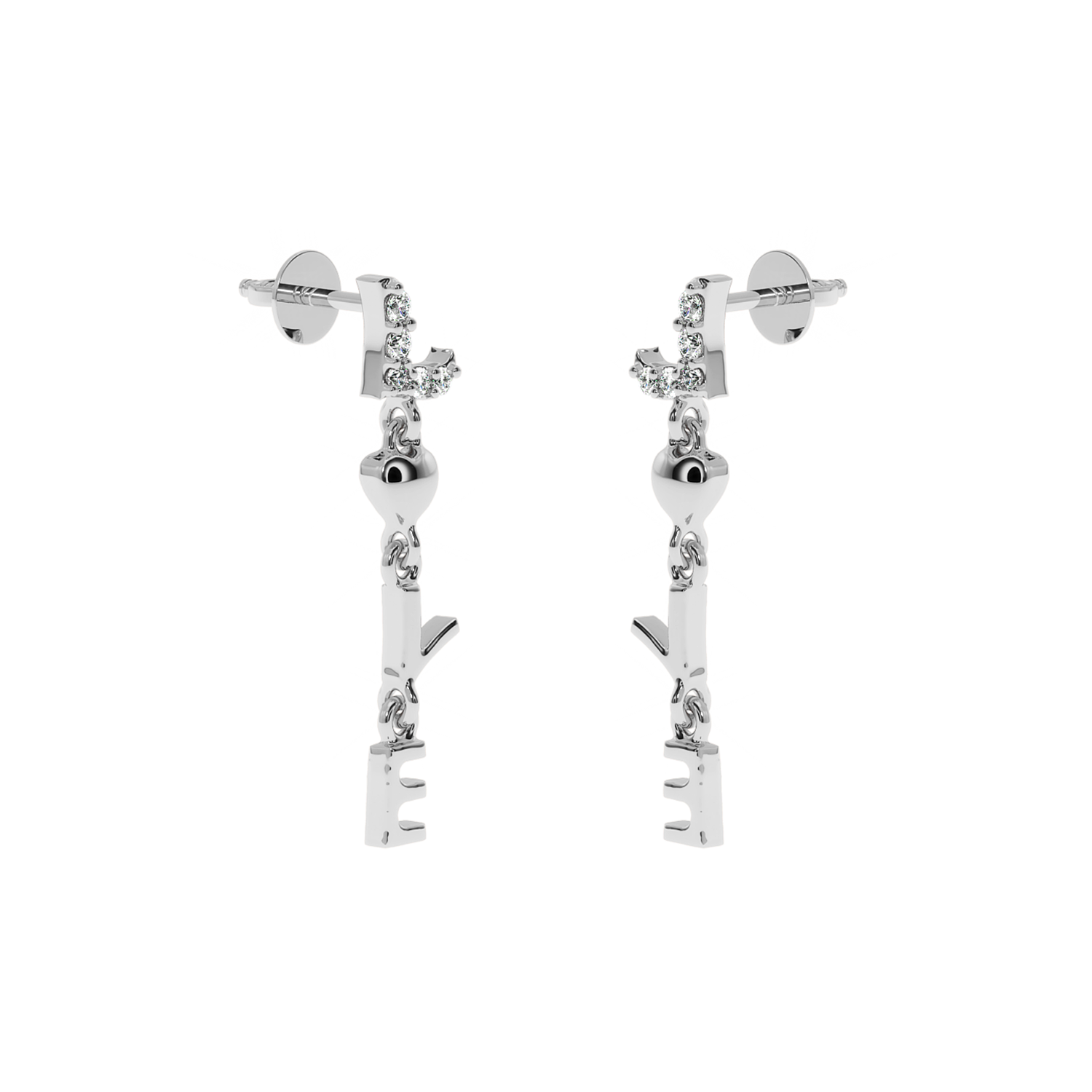 Buy LOVE Letter Drop Diamond Earrings 0.06Ct | Solitairekart