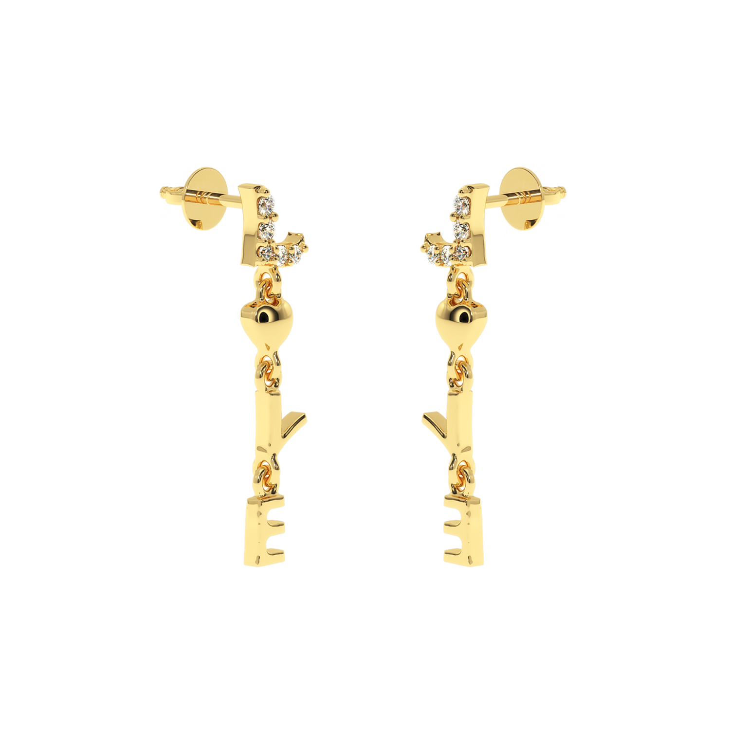 Solitairekart 0.06CT Lab Diamond Love Dangle Earrings