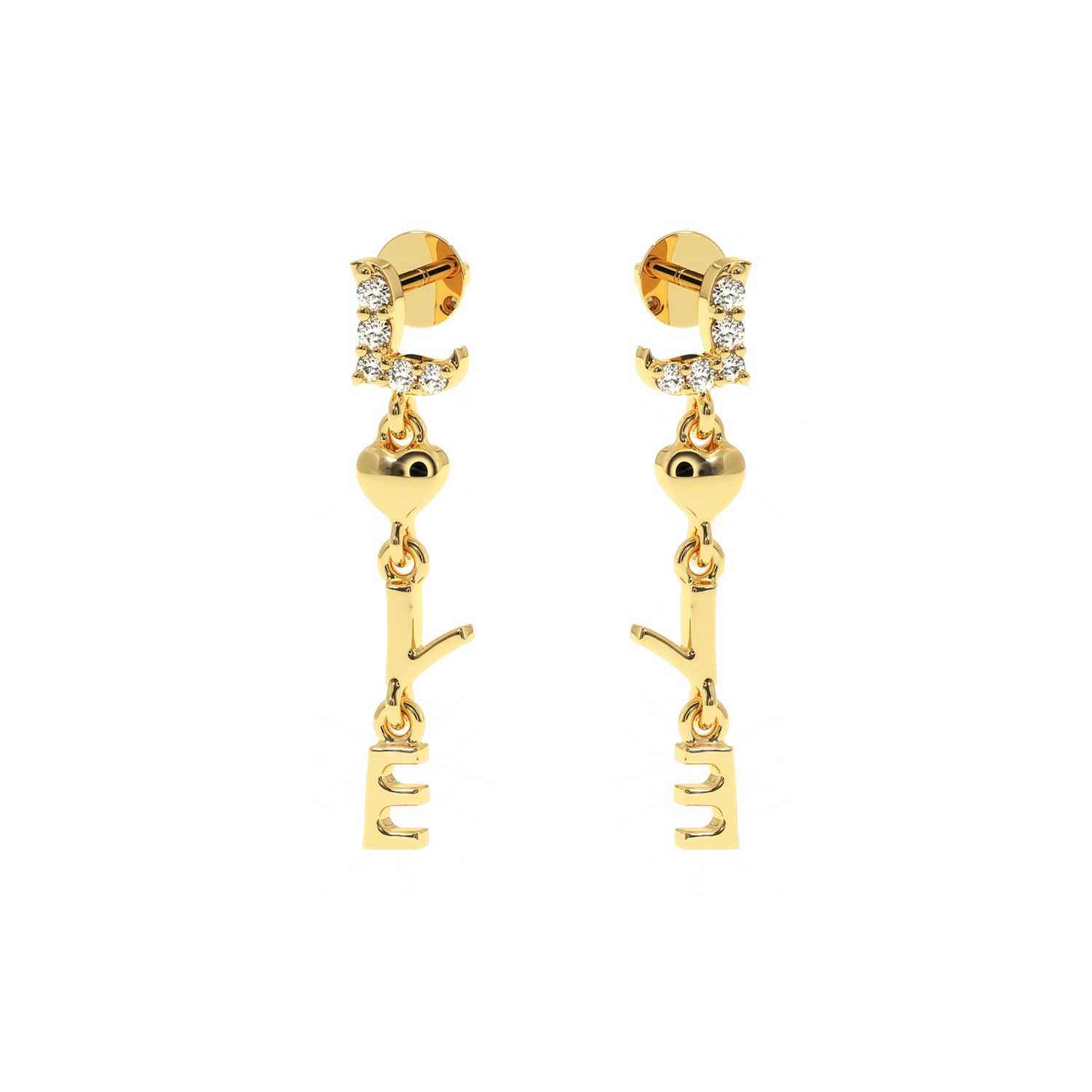 Solitairekart 0.06CT Lab Diamond Love Dangle Earrings