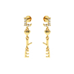 Love Letter Drop Diamond Earrings | 0.06 CT Natural Diamonds | Romantic Jewelry