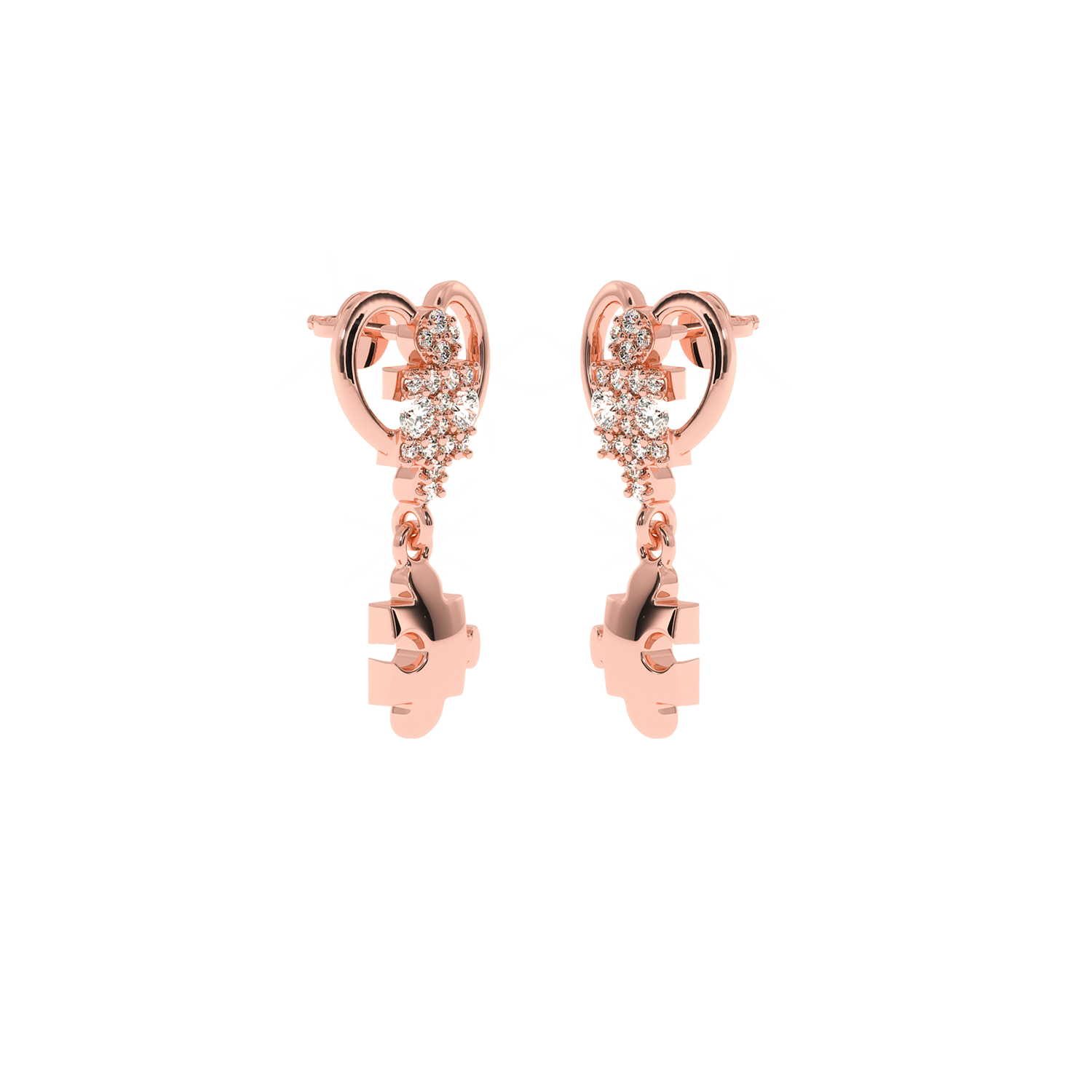 Buy Puzzle Heart Drop Diamond Earrings 0.17Ct| Solitairekart