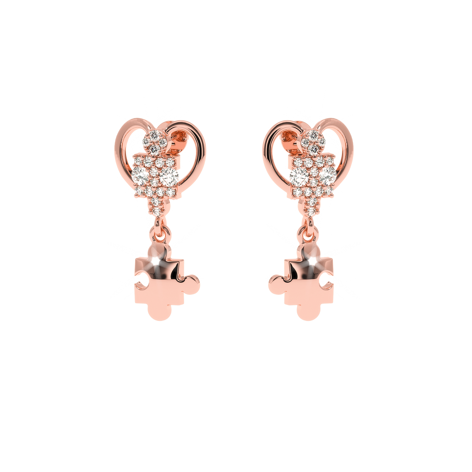 0.17 CT Lab Diamond Triple Heart Stud Earrings