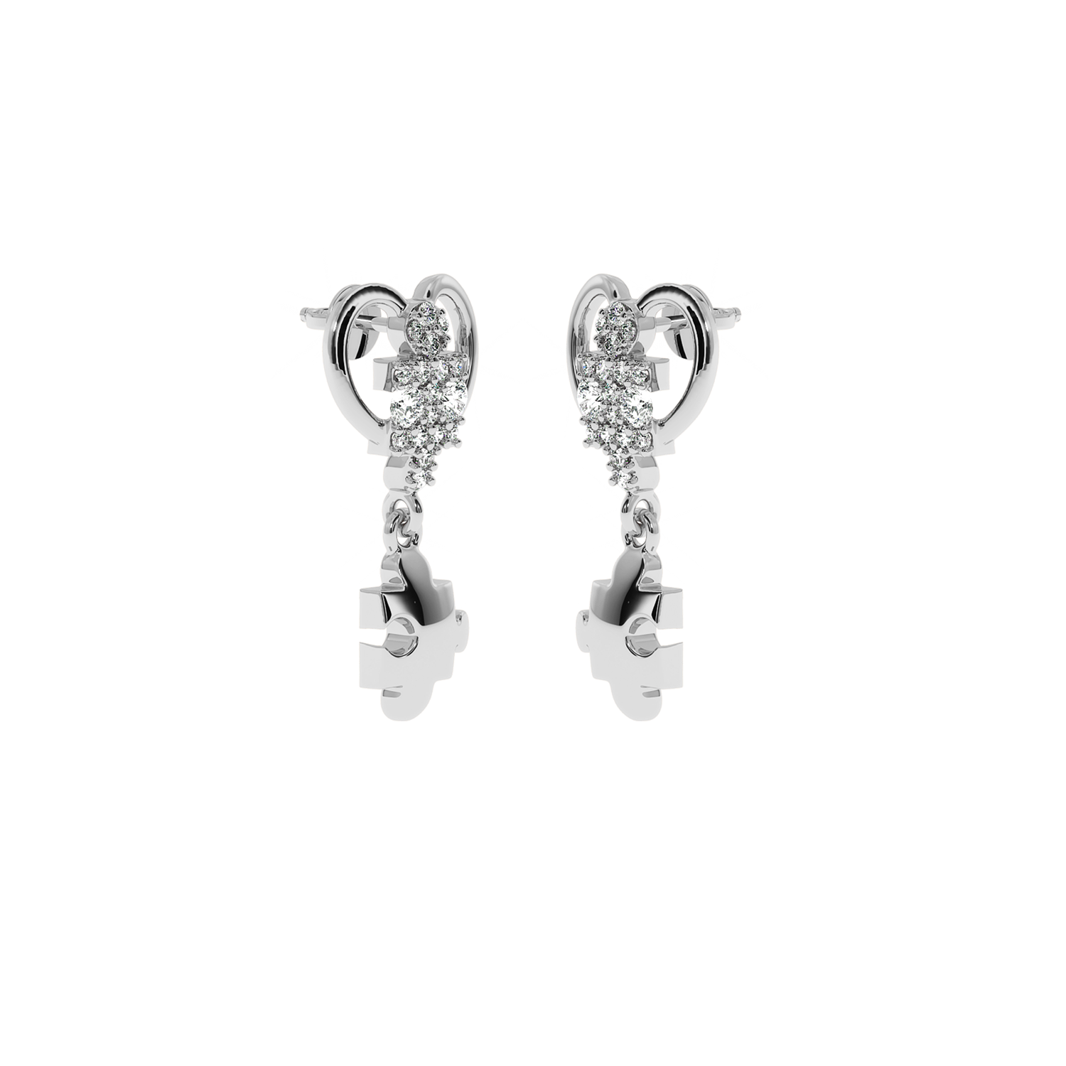Buy Puzzle Heart Drop Diamond Earrings 0.17Ct| Solitairekart